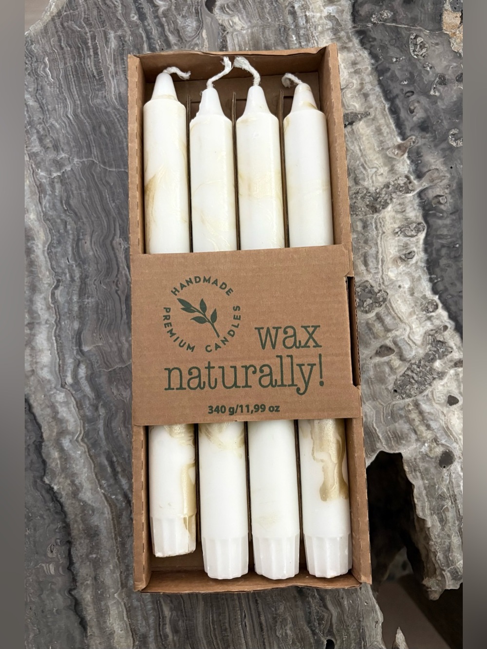 NWT Diana Handmade Marbled Candles Wax Naturally - 4 Pack